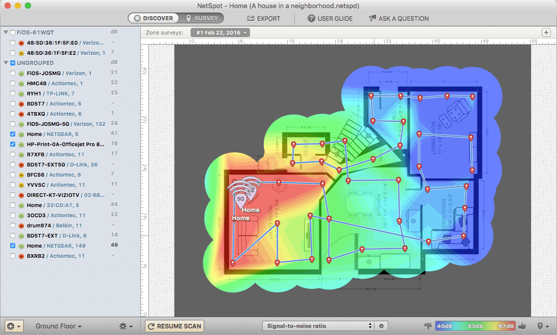 a wifi network survey heatmap