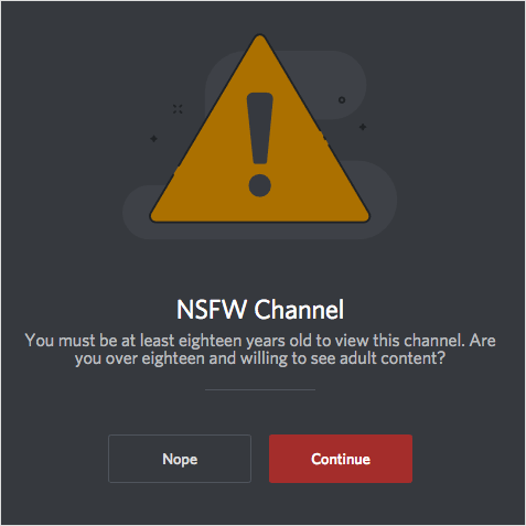 NSFW channel warning on discord