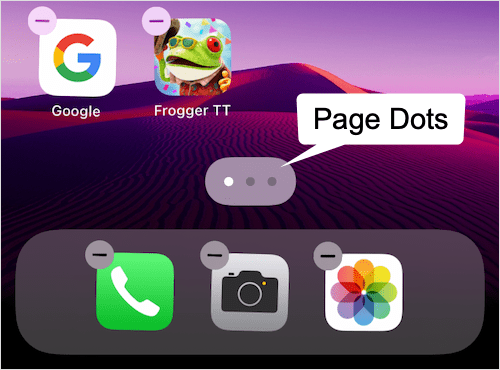 page dots button on iOS 14