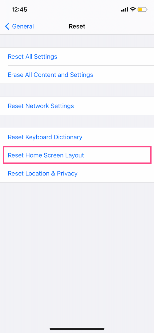 restore default home screen in iOS 14