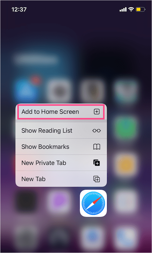 how to get an app to show on home screen