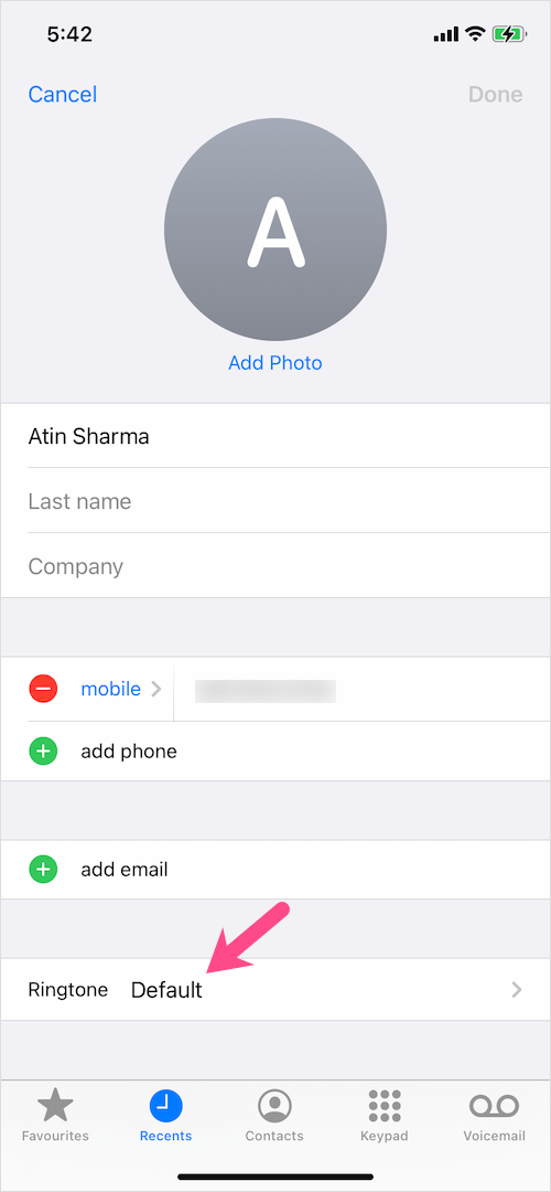 assign custom ringtone to a contact on iPhone
