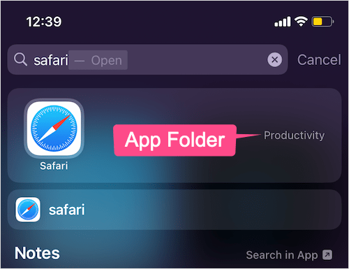search safari app on iPhone