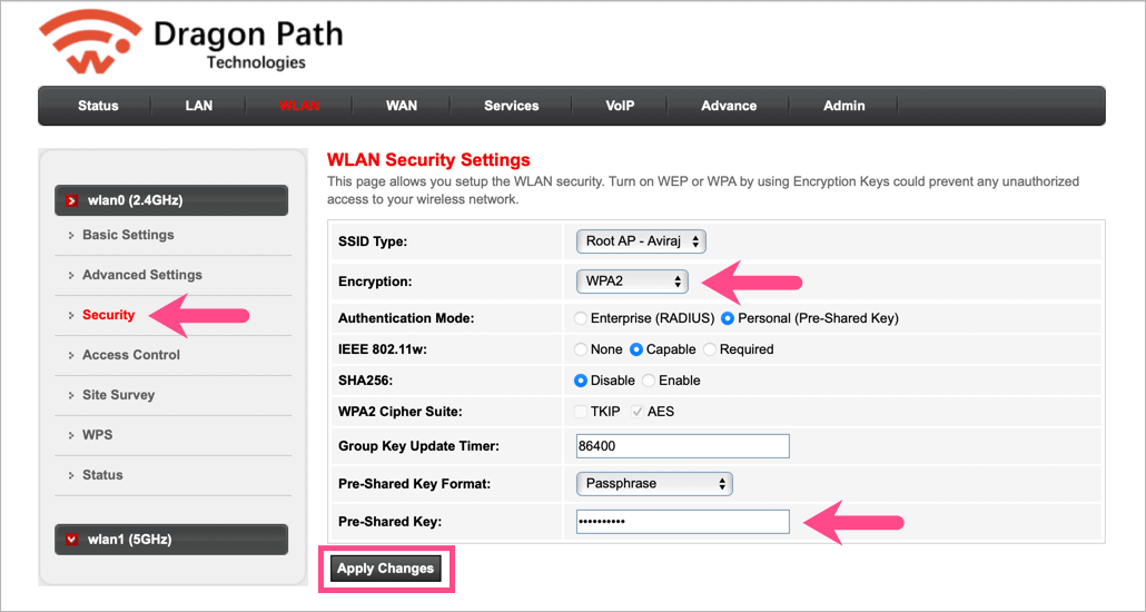 how to change dragon path wifi password on airtel xstream fiber