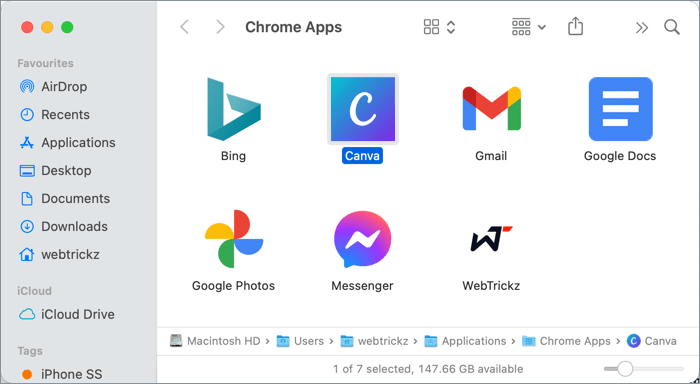 chrome progressive web apps directory on macOS
