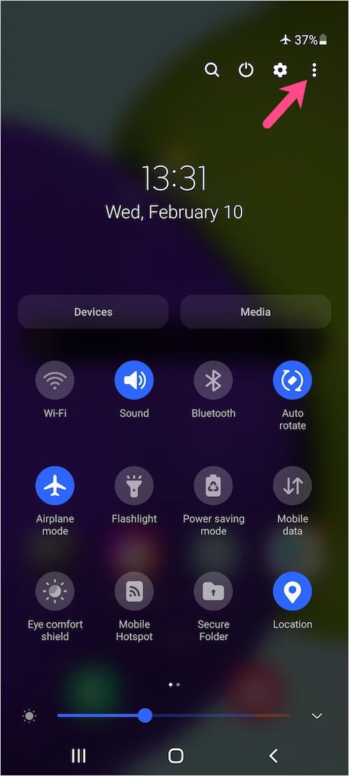 quick settings panel Samsung one ui 3.1