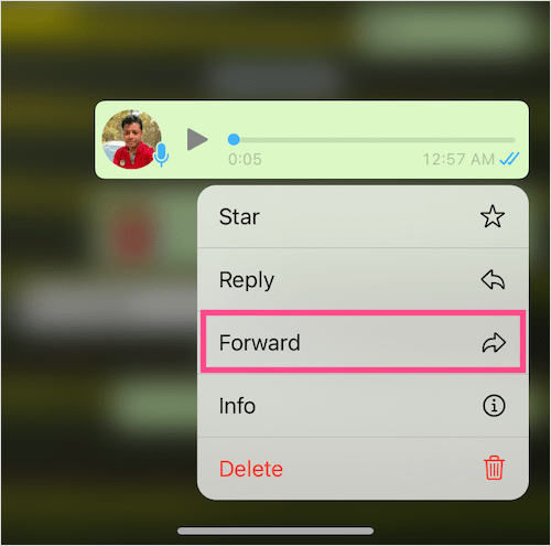 forward option in WhatsApp