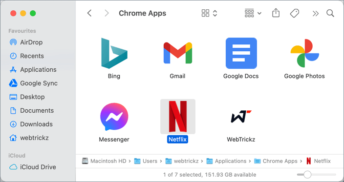chrome apps folder on macOS