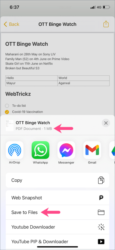 How to Save Notes as PDF in iOS 14 on iPhone and iPad