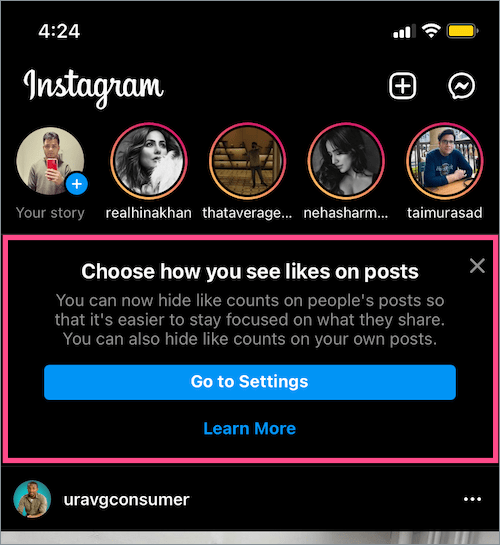 new update to turn off likes on instagram