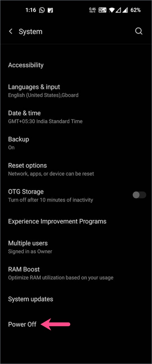 how to switch off OnePlus Nord without using power button