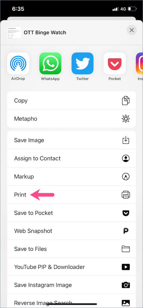 print note on iPhone