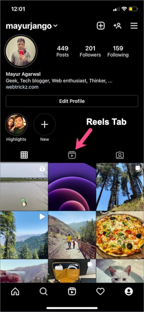 instagram reels remove from profile grid