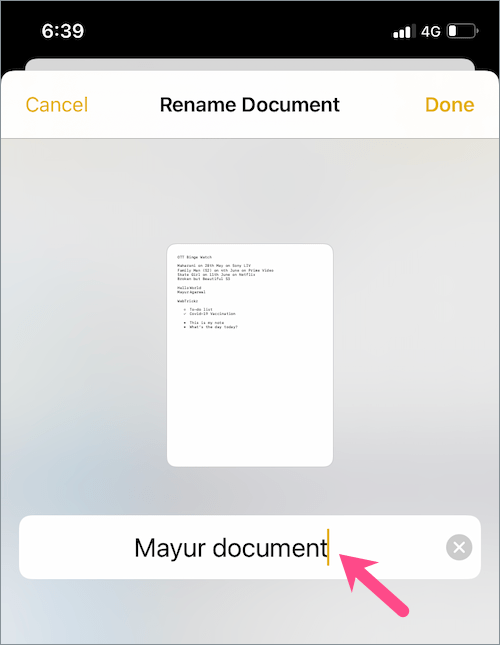 rename document in files app on iOS