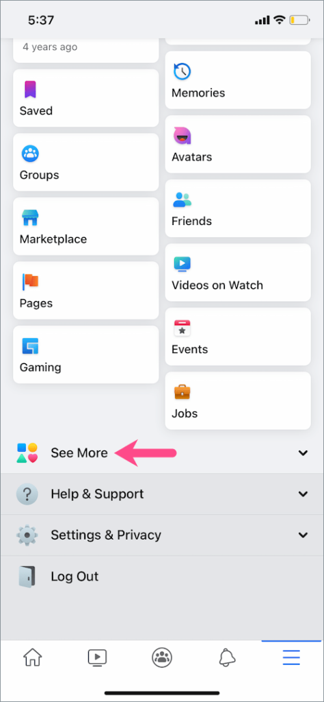 facebook shortcut bar moved to bottom