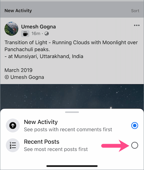 How to see most recent posts on Facebook group