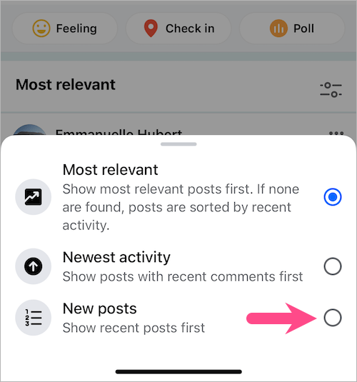 How to see most recent posts on a Facebook group