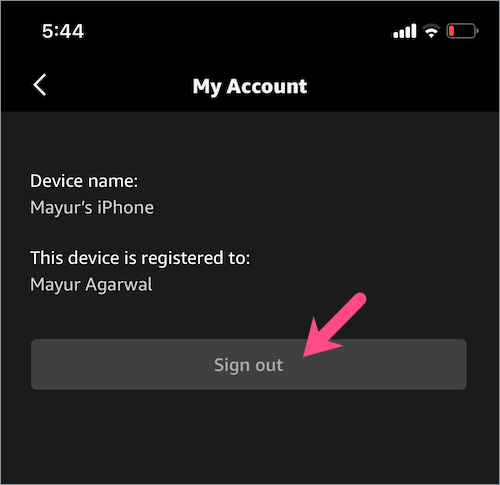 how to sign out of prime video app on iPhone