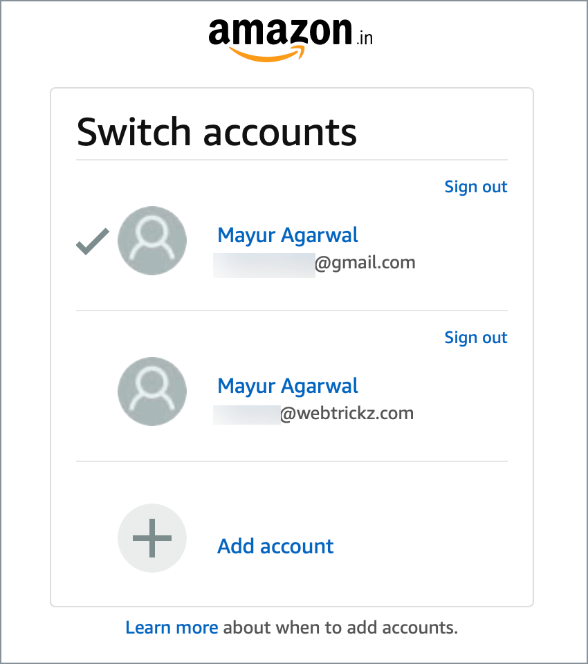 change amazon account in browser