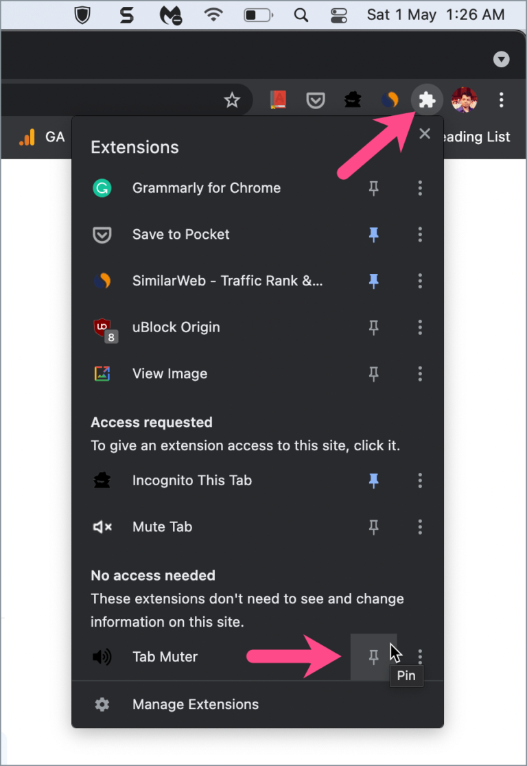 google extension tab launcher