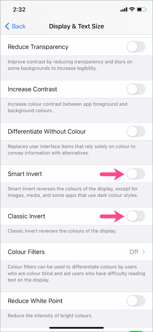 How to change inverted colors for iphone 11 