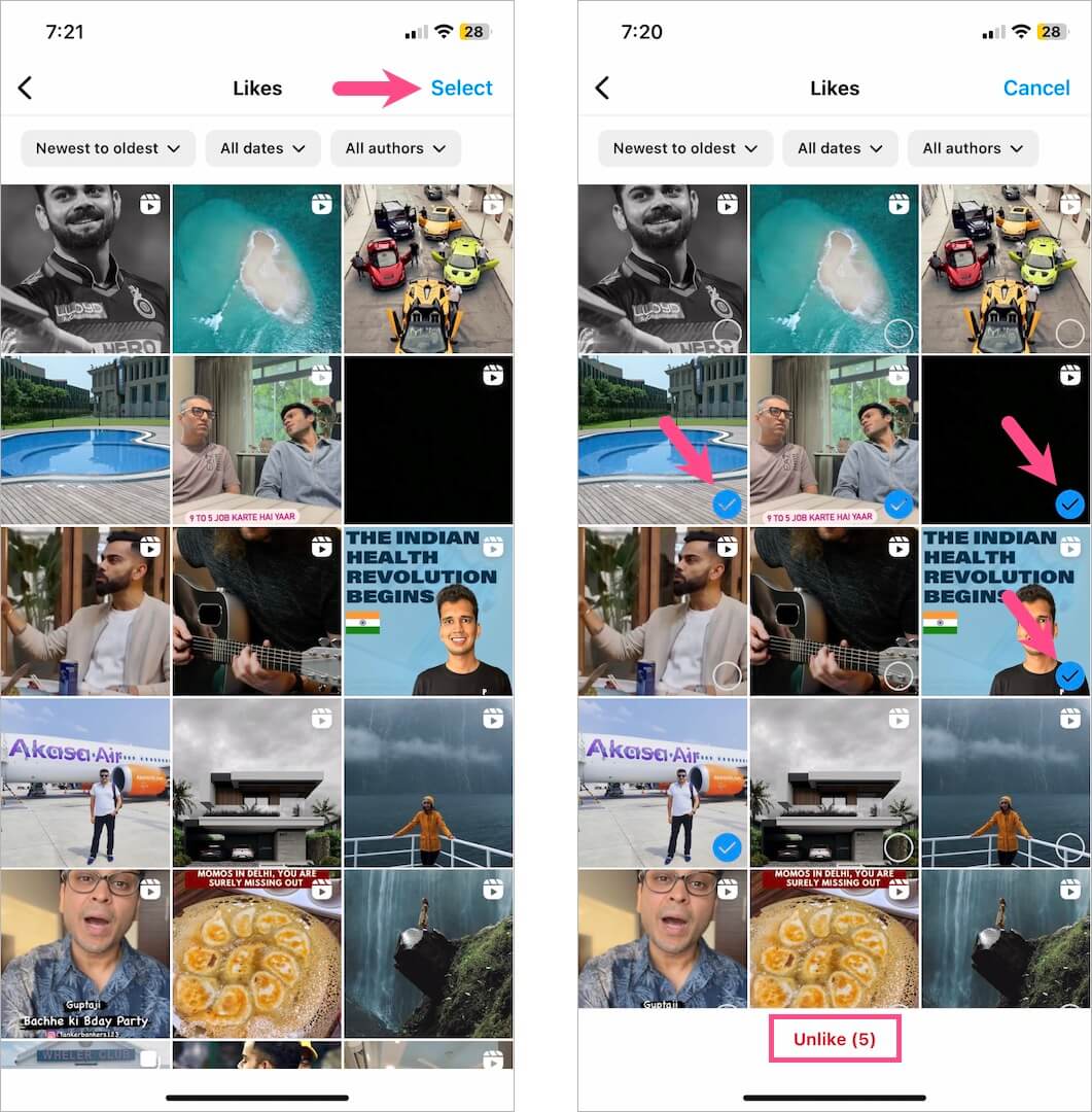 how to unlike your previously liked post on Instagram for iPhone