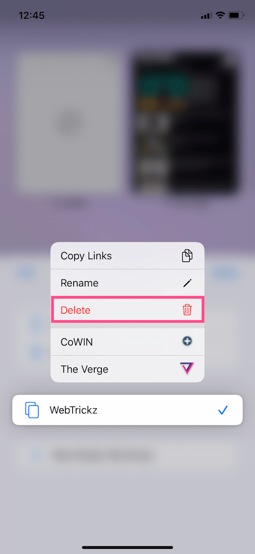 how to delete safari tab group in iOS 15 on iPhone