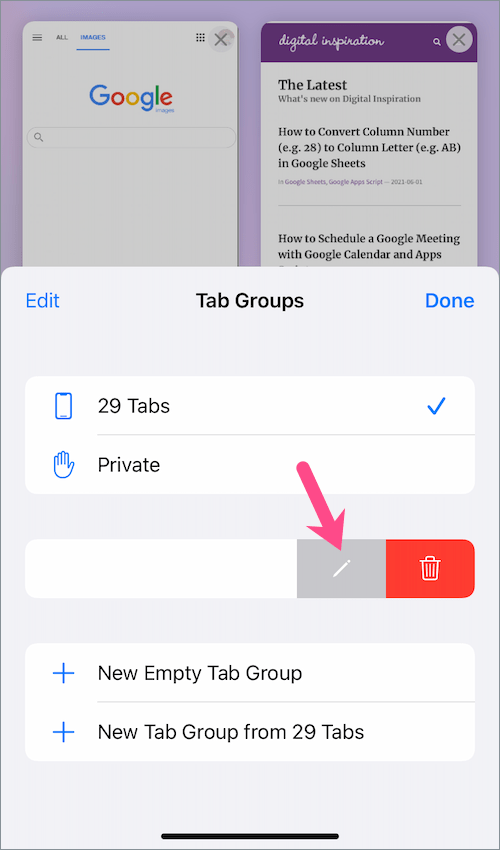how to rename safari tab group in iOS 15 on iPhone