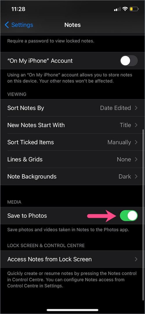 save scanned documents from Notes to Photos on iPhone