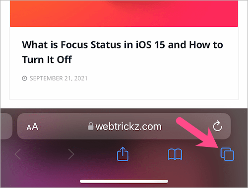 tab overview button in safari on iOS 15