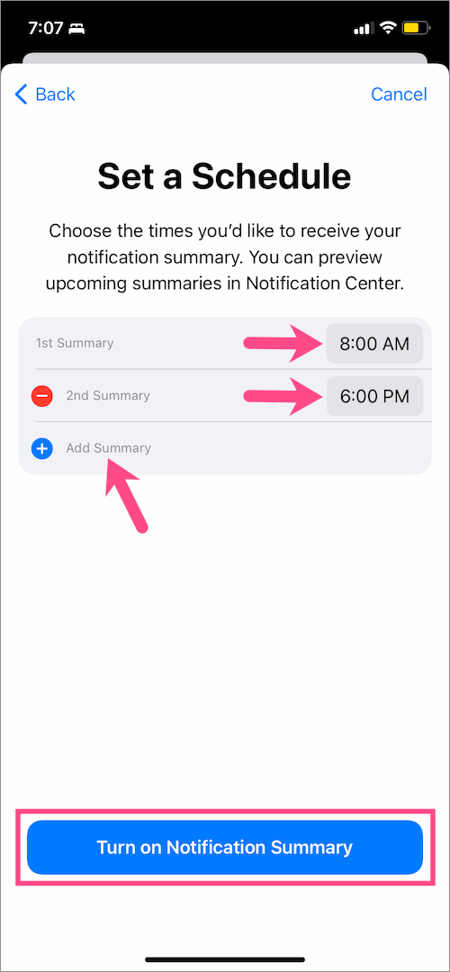 how to turn on notification summary on iPhone running iOS 15