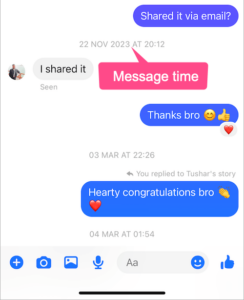 how to know what time a message was sent on messenger