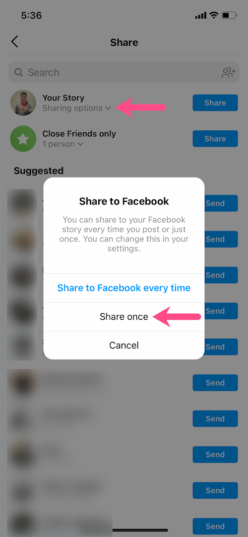 share instagram story to your Facebook story