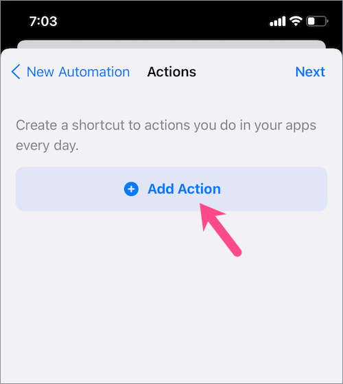 add action in iOS shortcut