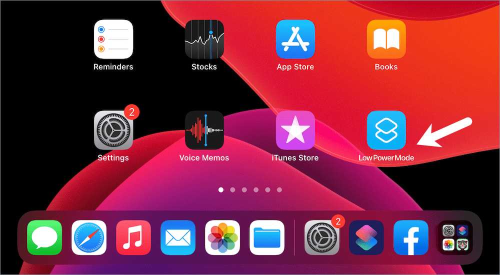 put low power mode to Home Screen on iPad