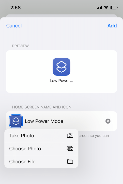 How to add low power mode shortcut on iPhone Home Screen