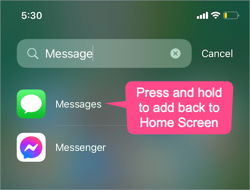 how to add messages to home screen on iphone