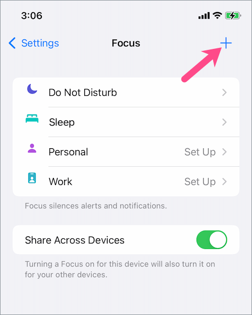 how to add a new focus in iOS 15