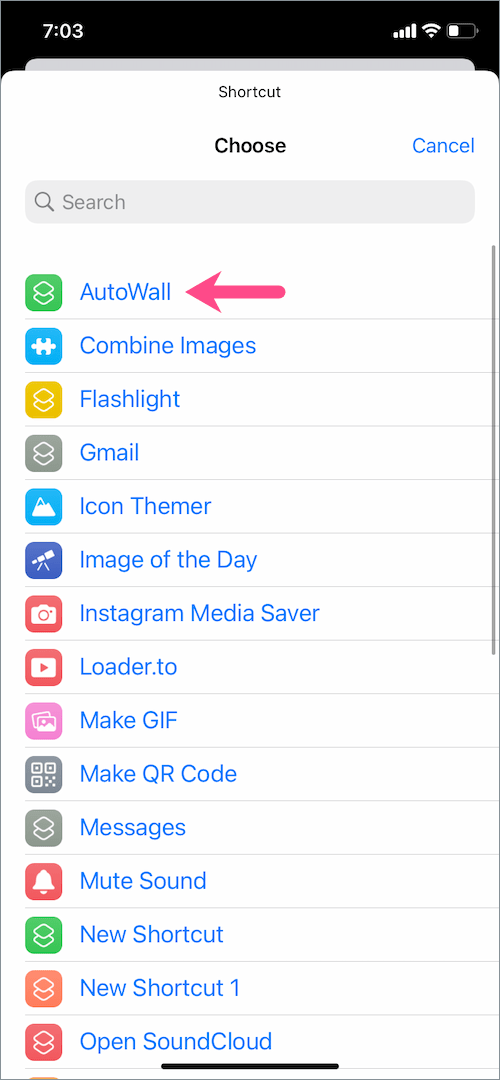 set wallpaper shortcut in iOS 14