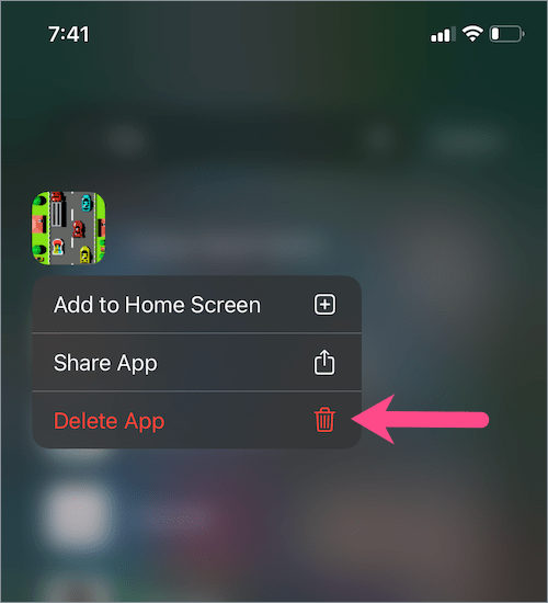 delete app not on home screen in iOS 14 on iPhone