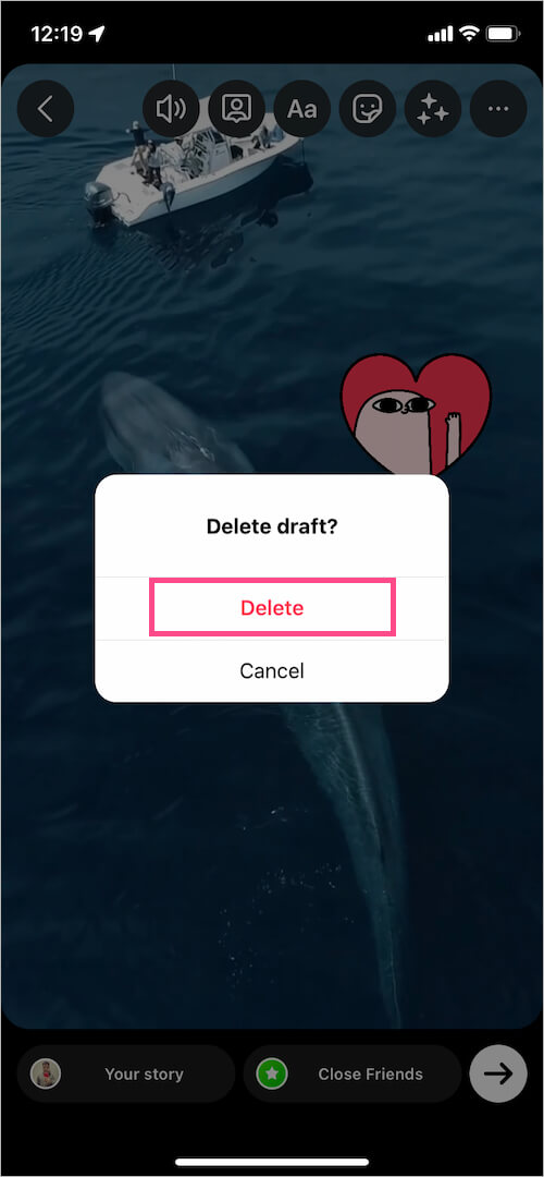 delete saved draft story on instagram