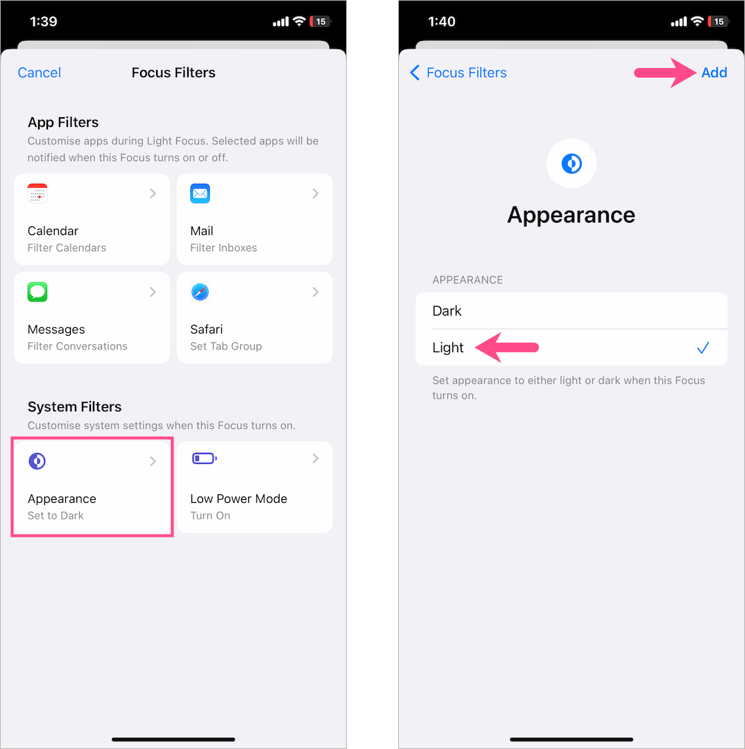 how to make individual apps light mode on iphone