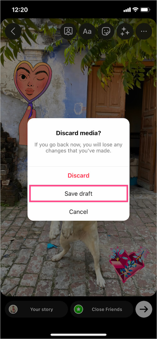 How to save story as draft on instagram