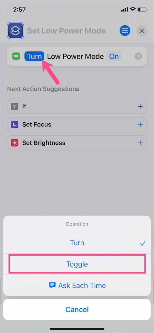 set up shortcut in iOS