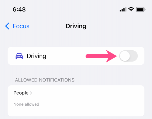 how to manually disable driving mode in iOS 15 on iPhone
