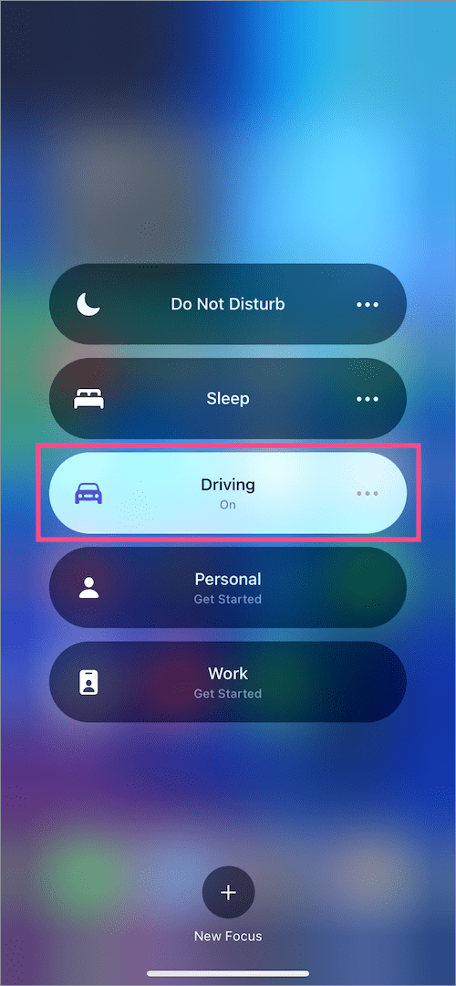 how to manually enable do not disturb while driving from Control Center in iOS 15