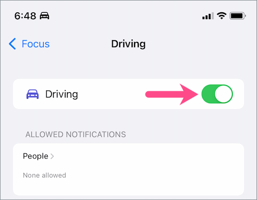 how to manually enable driving mode in iOS 15 on iPhone