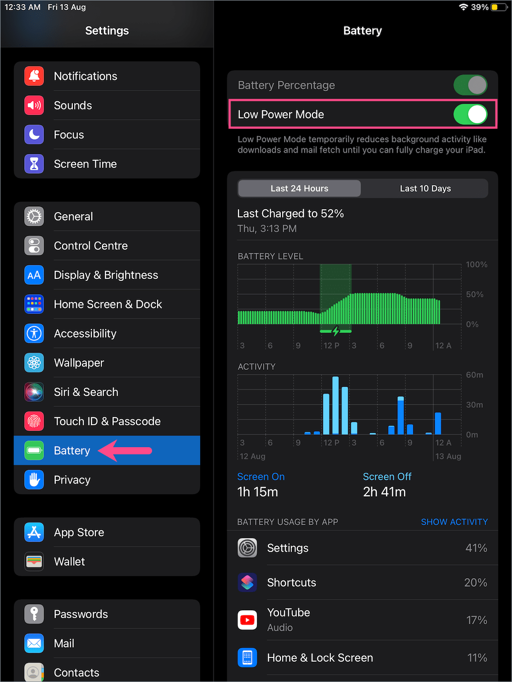 add low battery mode to control center