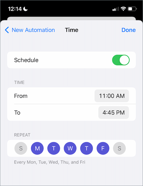 how to add a custom DND schedule in iOS 15