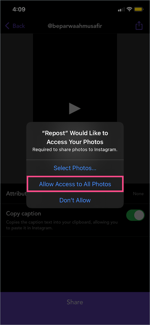 allow access to photos on iPhone
